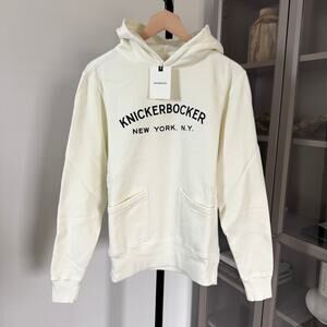 Knickerbocker Core Milk Ivory Black Logo Hoodie XS NEW Cotton Hooded Sweatshirt